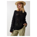 Happiness İstanbul Women's Black Openwork Seasonal Knitwear Sweater