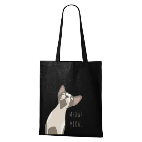Bavlněná taška s potiskem kočka Sphynx Barva: Černá