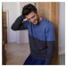 Blancheporte Dvoubarevný pulovr s knoflíky, vlna modrá/antracitová