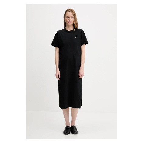 Bavlněné šaty Polo Ralph Lauren černá barva, midi, 211971066