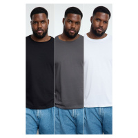 Trendyol Anthracite-White-Black Slim Fit Crew Neck Plus Size 3-Pack T-shirt