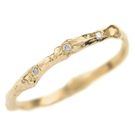 OLIVIE Stříbrný prsten KŮRA STROMU GOLD 7623