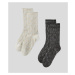 Ponožky karl lagerfeld k/aop monogram lurex socks 2 p black/white