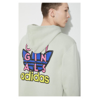 Bavlněná mikina adidas Originals Trefoil Hood 1 pánská, zelená barva, s kapucí, s potiskem, IM96