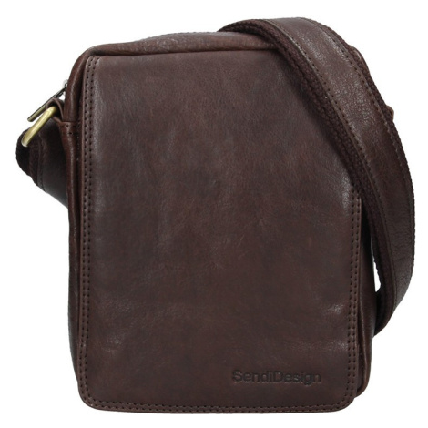 Pánská kožená taška přes rameno SendiDesign Danet - tmavě hnědá Sendi Design