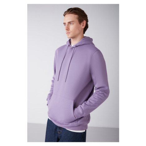 GRIMELANGE Jorge Men's Soft Fabric Hooded Drawstring Regular Fit Purple Sweatshirt