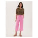 Růžové dámské zkrácené kalhoty s příměsí lnu Marks & Spencer