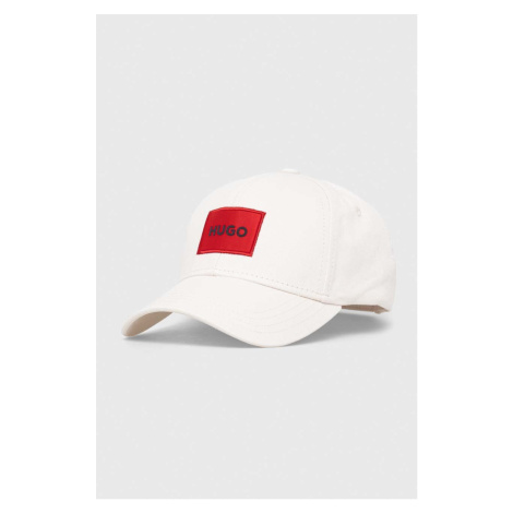 Bavlněná baseballová čepice HUGO bílá barva, s aplikací Hugo Boss