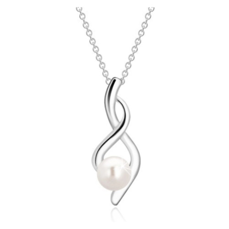 Stříbrný náhrdelník 925 - číslo osm, zvlněné stuhy s perlou, řetízek Šperky eshop
