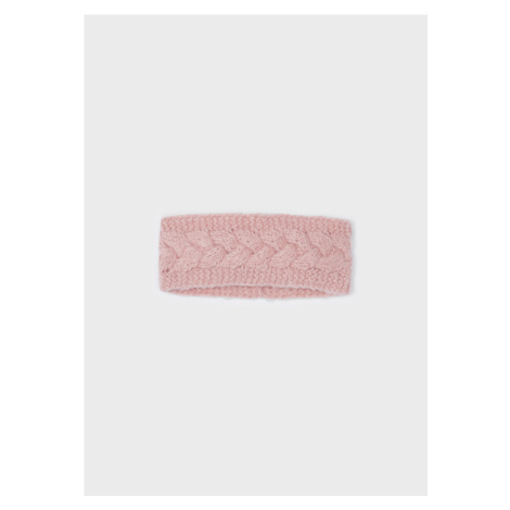 Čelenka pletená se vzorem copánku růžová MINI Mayoral