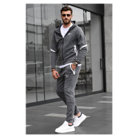 Madmext Anthracite Men's Tracksuit Set with a Zippered Hoodie 6393