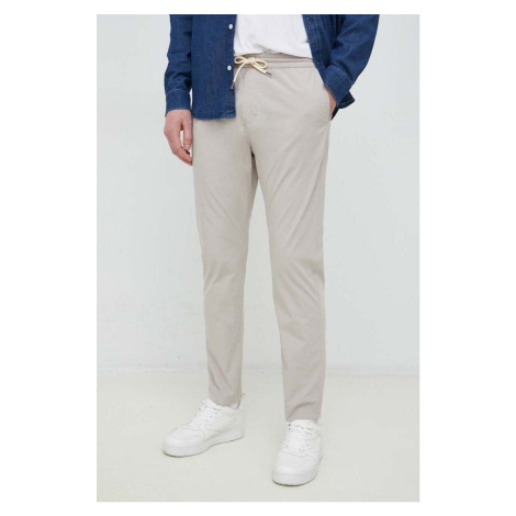 Bavlněné kalhoty PS Paul Smith šedá barva, jednoduché