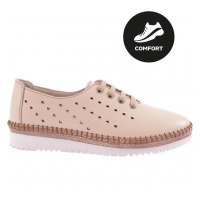 DGN P57-23y Women's Lace-Up Casual Shoes Genuine Leather Beige