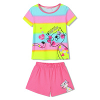 Dívčí pyžamo KUGO SH3515, mix barev / sytě růžové kraťasy Barva: Mix barev