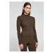 Ladies Rib Knit Turtelneck Sweater - brown