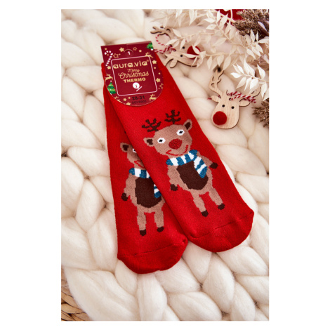 Dětské termoaktivní vánoční ponožky Sobí červené Kesi