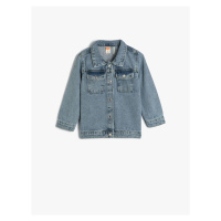 Koton Denim Jacket Long Sleeve Covered Front Pocket Cotton