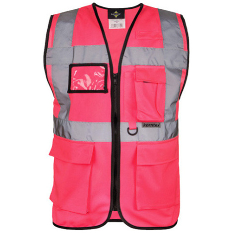 Korntex Berlin Multifunkční reflexní vesta na zip KX802 Neon Pink