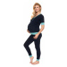 Černo-tyrkysové těhotenské pyžamo 0184