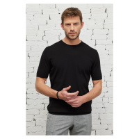 ALTINYILDIZ CLASSICS Men's Black Standard Fit Regular Cut Crew Neck 100% Cotton Knitwear T-Shirt