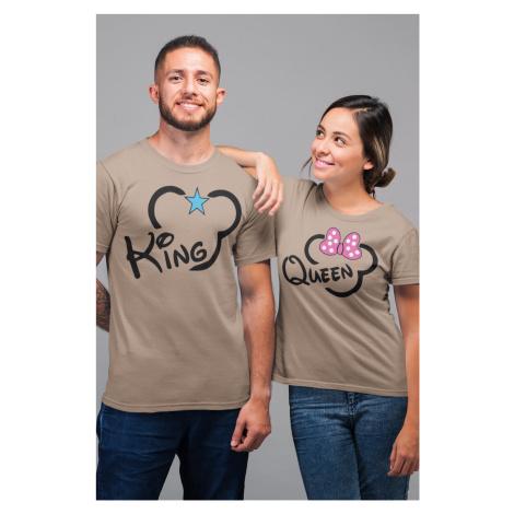 Trička pro páry King Queen Mickey Barva: Písková, Dámska