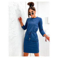 Tmavě modré dámské úpletové šaty (700)