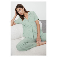 Trendyol Mint 100% Cotton Woven Pajama Set