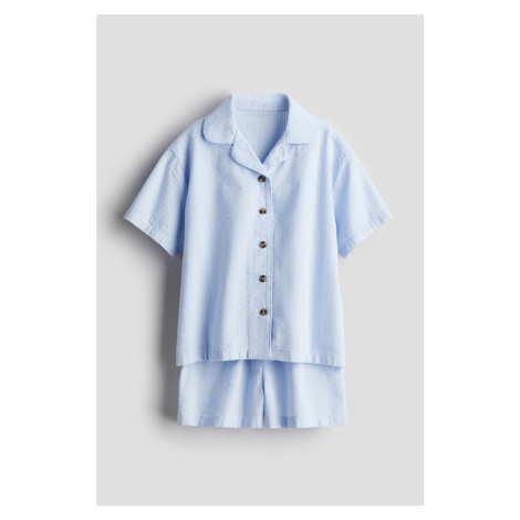 H & M - Pyžamo z tkaniny seersucker - modrá H&M