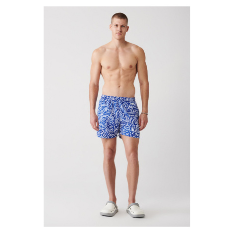 Avva Blue Quick Dry Geometric Printed Standard Size Special Boxed Comfort Fit Swimsuit Sea Short