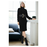 92522 Dewberry Long Knit Women Dress -BLACK