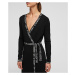 Šaty karl lagerfeld logo tape wrap knit dress černá
