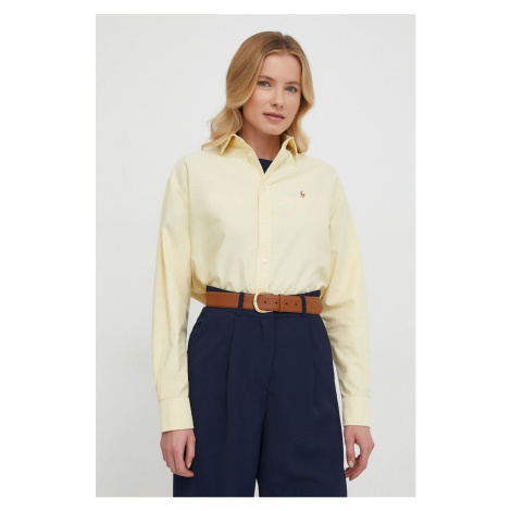 Bavlněná košile Polo Ralph Lauren žlutá barva, relaxed, s klasickým límcem, 211931064