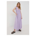 Šaty s příměsí hedvábí Liviana Conti fialová barva, maxi