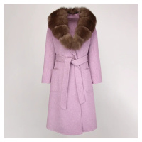 Luxusní dámský kabát ovčí vlna + kožešina liška