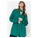 Trendyol tmavě zelený pas nařasený pás tkaný zip a zacvakávací bunda