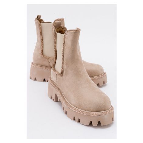 LuviShoes KIDAL Beige Suede Women's Boots