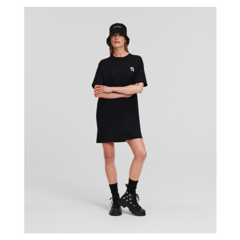 Šaty karl lagerfeld ikonik 2.0 patch t-shirt dress black