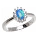 Stříbrný prsten s opálem a čirými zirkony 61501F