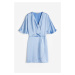 H & M - Saténové zavinovací šaty - modrá