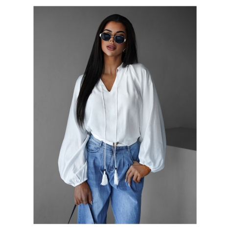 Bílá bavlněná boho halenka KOLETY