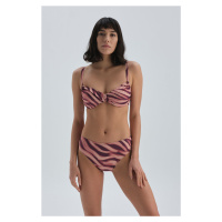 Dagi Burgundy - Tan High Waist Bikini Bottom