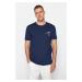 Trendyol Navy Blue Regular/Regular Cut Text Printed Crew Neck 100% Cotton T-Shirt