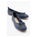 LuviShoes 01 Navy Blue Skin Women's Ballet Flats