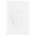 H & M - Žebrované cropped tričko - bílá