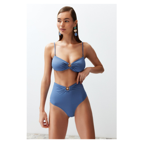 Trendyol High Waist Hipster Bikini Bottom with Blue Accessories