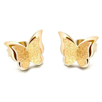 Troli Pozlacené motýlí náušnice Metal Butterfly KES-048-GOLD