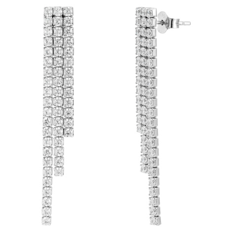 Olivie Svatební dlouhé stříbrné náušnice 9609