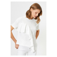 Koton Women's Flounce Detailed Textured T-Shirt