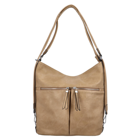 Prostorný dámský koženkový kabelko-batoh Andreas, zemitá ROMINA & CO