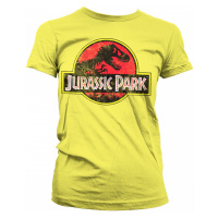 Jurský Park tričko, Distressed Logo Girly Yellow, dámské